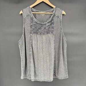 Women's Gray Sleeveless Pleated Front Tank Top